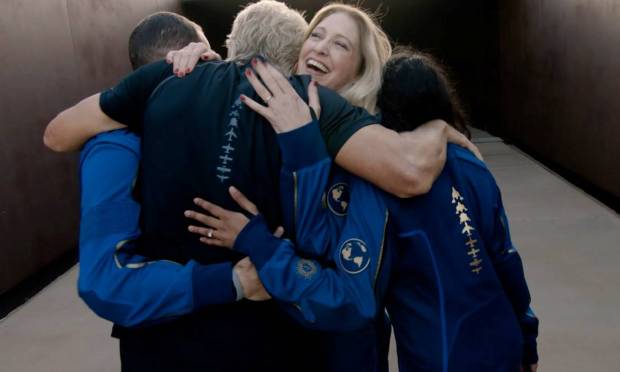 The crew celebrated before their ascent into space.  Photo: Virgin Galactic/via Reuters