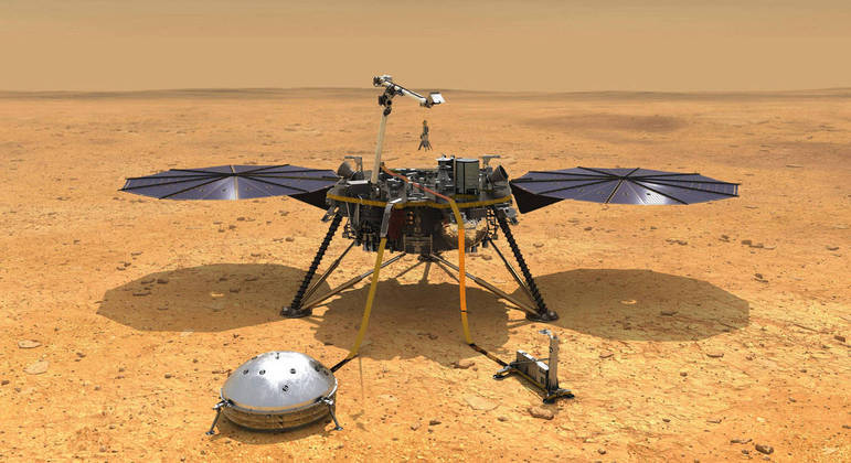 A sonda InSight, da Nasa, a agência espacial norte-americana