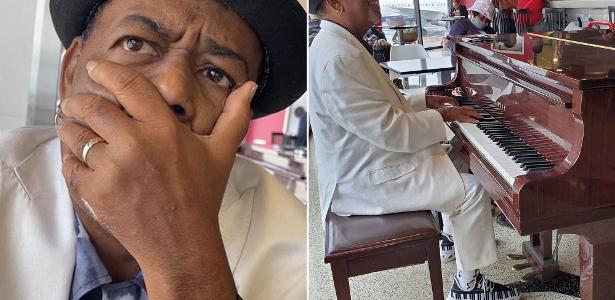 An airport pianist earns R0,000 in tip and becomes emotional