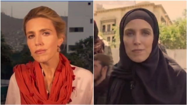 CNN journalist Clarissa Ward reports from Afghanistan;  On the left side, the hair and face are exposed;  On the right side, veiled