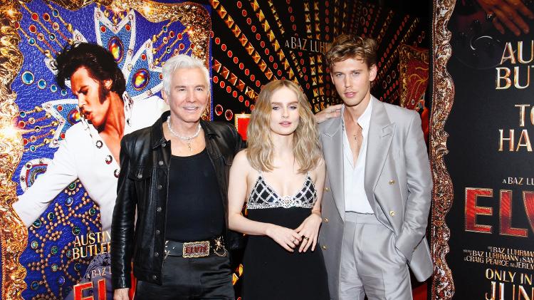 Baz Luhrmann, Olivia Dejung and Austin Butler at the movie premiere 