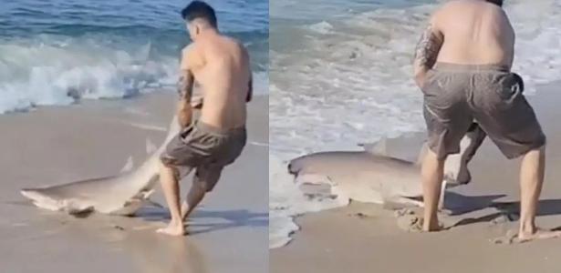 Man caught pulling a shark on a New York beach