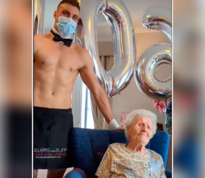 An elderly woman turns 106 and celebrates by doing what most women want to do