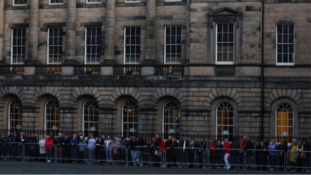 Line up outside the cathedral