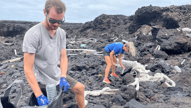 Environmentalists clean up the island's coast