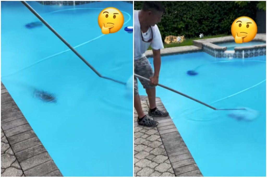 The guy who cleaned the pool sees a black spot in the water and ends up finding out what he doesn’t want